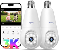 Hugolog 3K 5MP Light Bulb Security Cameras, 2-pack