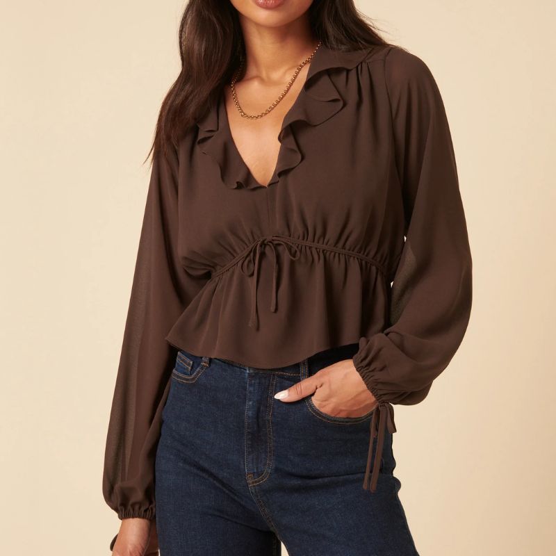 Nobody's Child, chocolate brown blouse