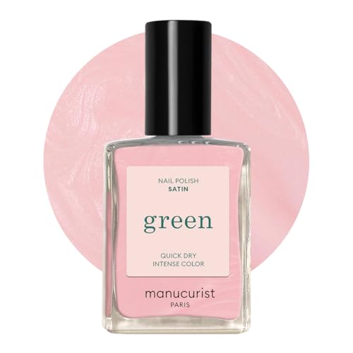 Manucurist Green Quick Dry Nail Polish Satin (pearly Pale Pink) - 9-Free, Plant-Based and Vegan - Non Toxic - Natural Classic - Nails Care - Manicure - Made in France - 0.5 Fl Oz