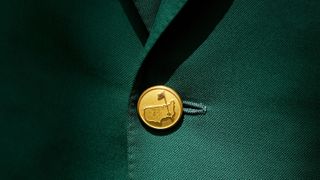 Close up of a button on an Augusta National Green Jacket