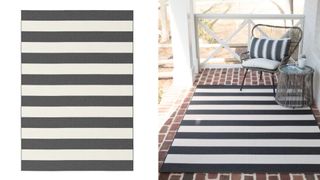 best outdoor rug in monochromatic stripes
