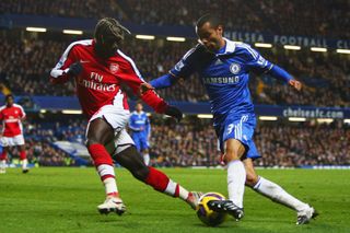 Ashley Cole in action for Chelsea against former club Arsenal in 2008.
