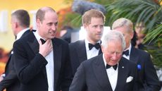 Prince William, Duke of Cambridge, Prince Harry, Duke of Sussex and Prince Charles, Prince of Wales attend the "Our Planet" global premiere at Natural History Museum on April 04, 2019 in London, England