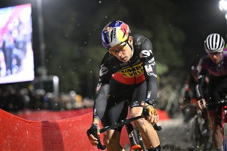 Belgian Wout Van Aert pictured in action during the mens elite race of the Zilvermeer Mol cyclocross cycling event race 58 in the Exact Cross competition Friday 23 December 2022 in MolBELGA PHOTO JASPER JACOBS Photo by JASPER JACOBS BELGA MAG Belga via AFP Photo by JASPER JACOBSBELGA MAGAFP via Getty Images