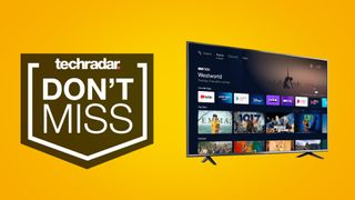 TCL TV Memorial Day sale header on yellow background with techradar dont miss badge
