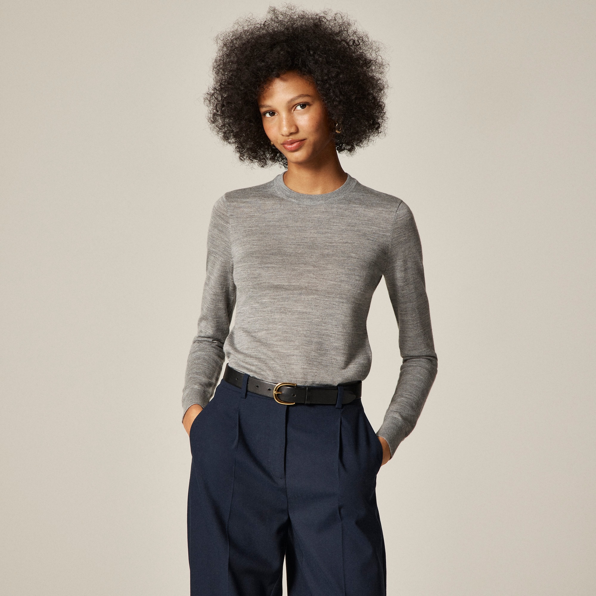 Carolyn Fitted Crewneck Sweater in Merino Wool