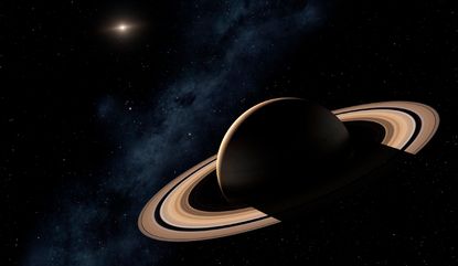 Saturn planet in solar system, close-up - stock photo