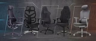 A selection of office chairs on a steel-like background