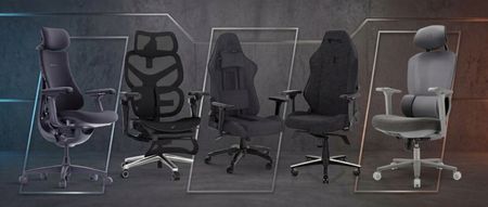 A selection of office chairs on a steel-like background