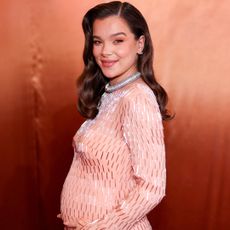 Hailee Steinfeld styled a striped Guest In Residence sweater as a maternity top on her blog