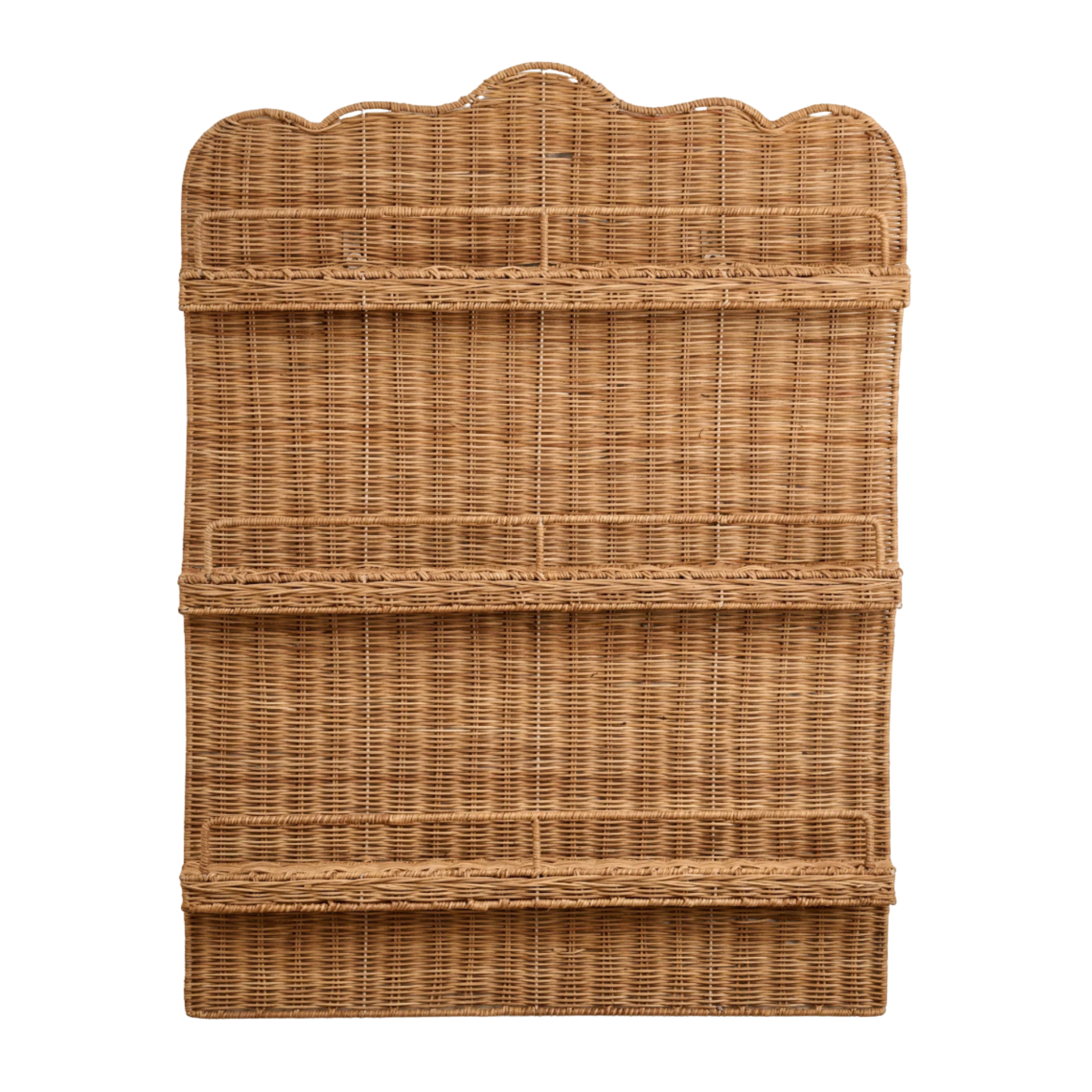 a rattan wall display shelf