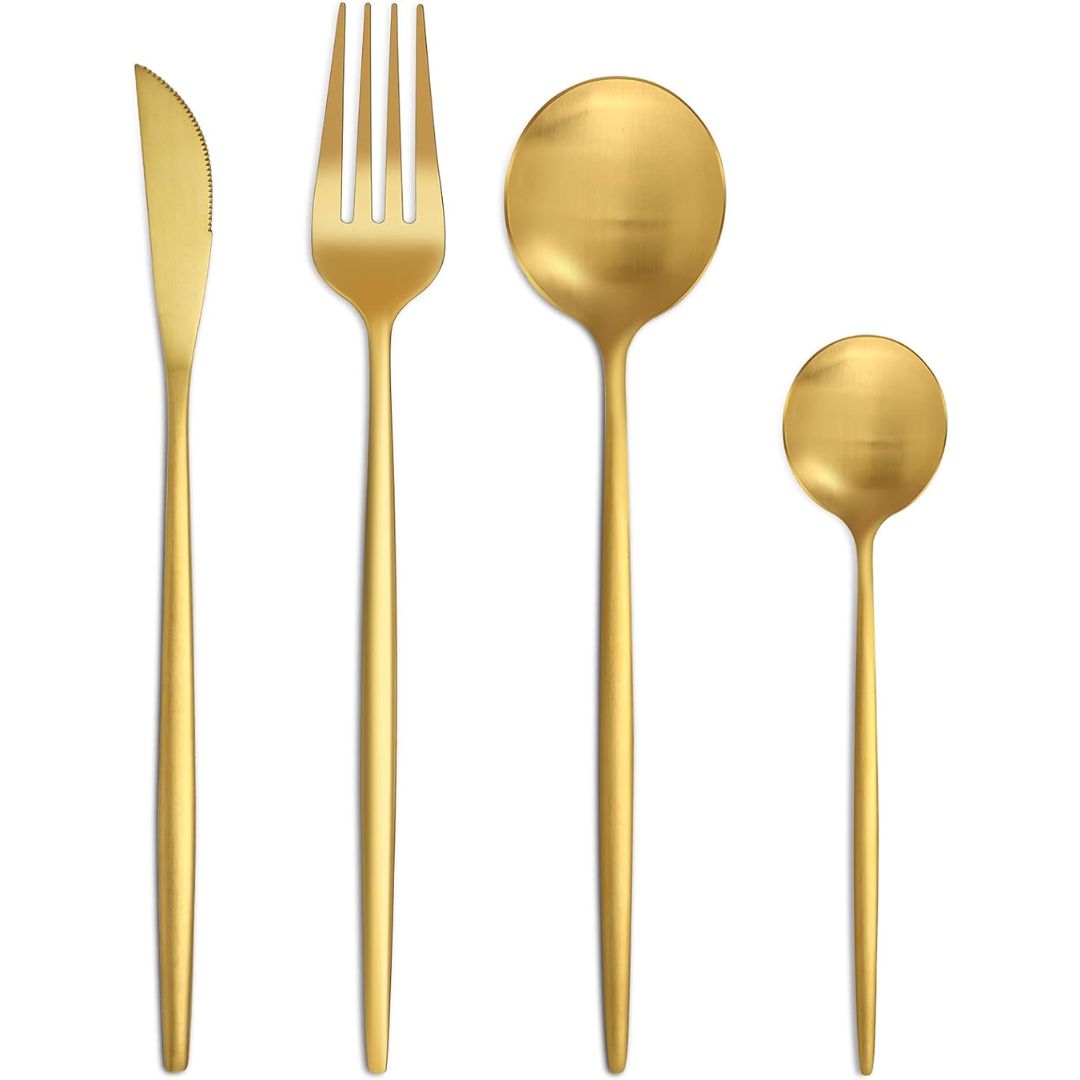 table decor - four pieces of gold cutlery