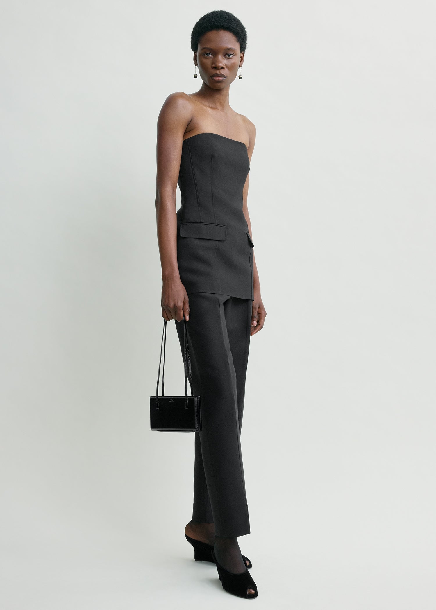 Strapless Crepe Pocket Top Black - 30