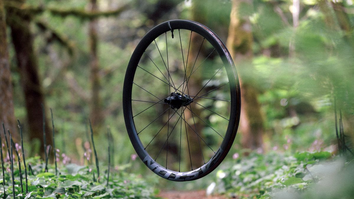 Easton&#039;s new EC90 ALX wheel floating in a forest