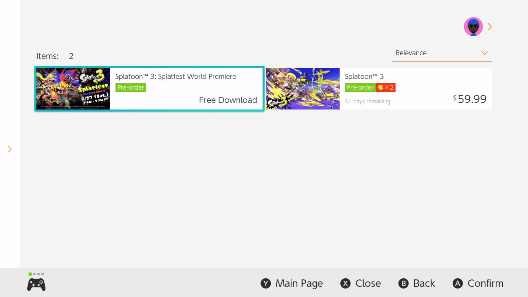 Splatoon 3 Splatfest World Prmeiere search eShop