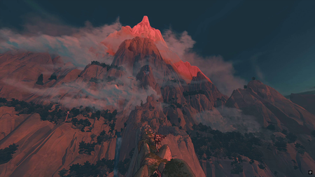 A Cairn screenshot shows an impressive mountain during sunset