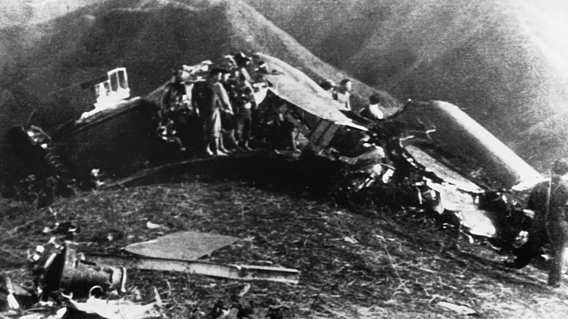 Wreckage of a US Plane in the aftermath of the raid