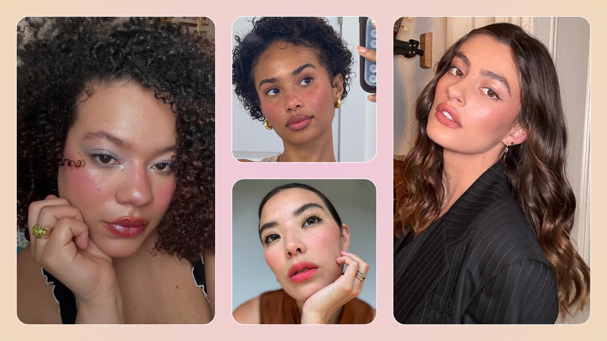 Collage of summer 2025 makeup trends