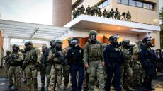 Federal agents amass outside ICE facility in Portland, Oregon