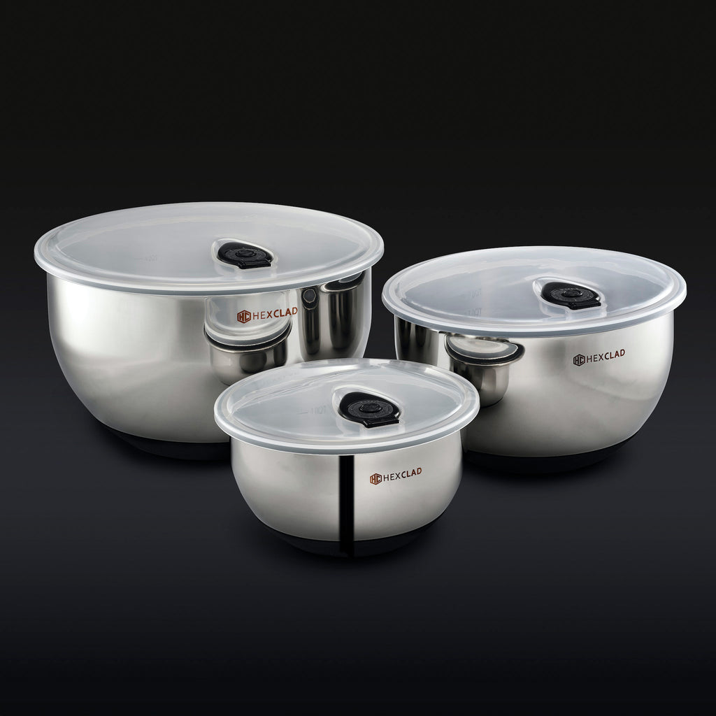 Stainless Mixing Bowl Set With Vacuum Seal Lids, 6-Pc &amp;mdash; Default Title