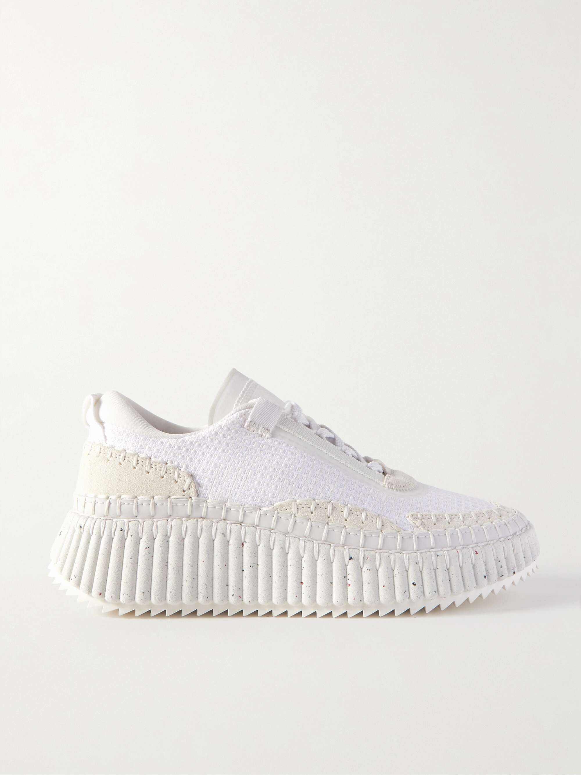 Nama Embroidered Suede and Recycled Mesh Sneakers