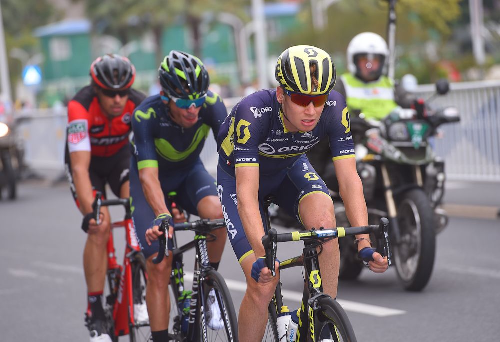 Jack Haig, Nuno Bico and Daniel Oss on the attack during stage 3 at the Tour of Guangxi