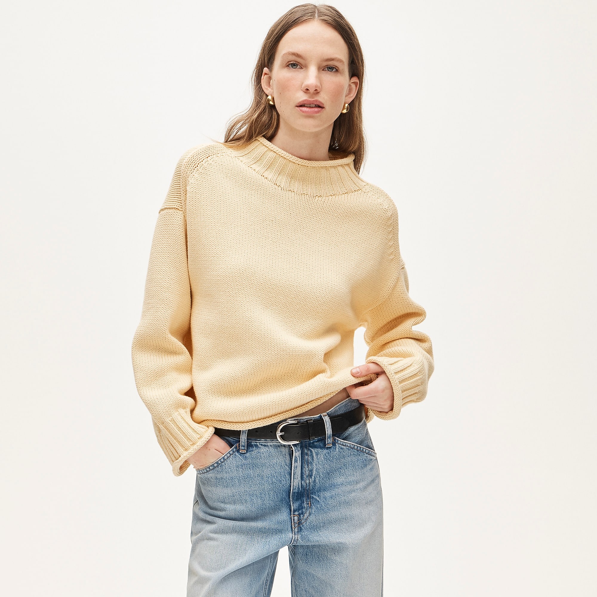 J.Crew, 2025 Rollneck&amp;trade; Sweater in Floral-Print Heritage Cotton