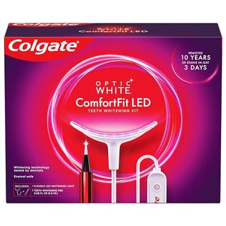 Colgate Optic White Comfortfit Teeth Whitening Kit With Led Light and Whitening Pen, Led Teeth Whitening Kit, Enamel Safe, Works With Iphone and Android