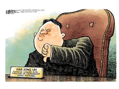 Editorial cartoon Kim Jong Un North Korea Sony hack