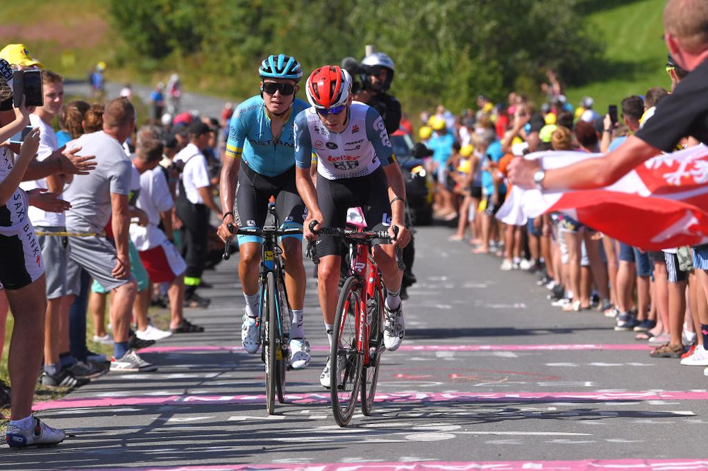 Carl Fredrik Hage and Rodrigo Contreras try their luck in a move during stage 7 at the tour de Pologne