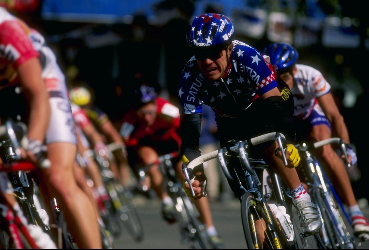 Norm Alvis rides his bike during the 1995 Kent Tour of China.