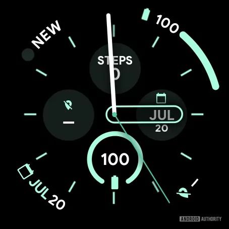 Pixel Watch 2 watch face showing the hour and second hands