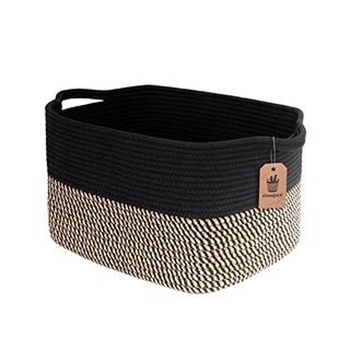 A black and beige woven Goodpick Cube Storage Bins