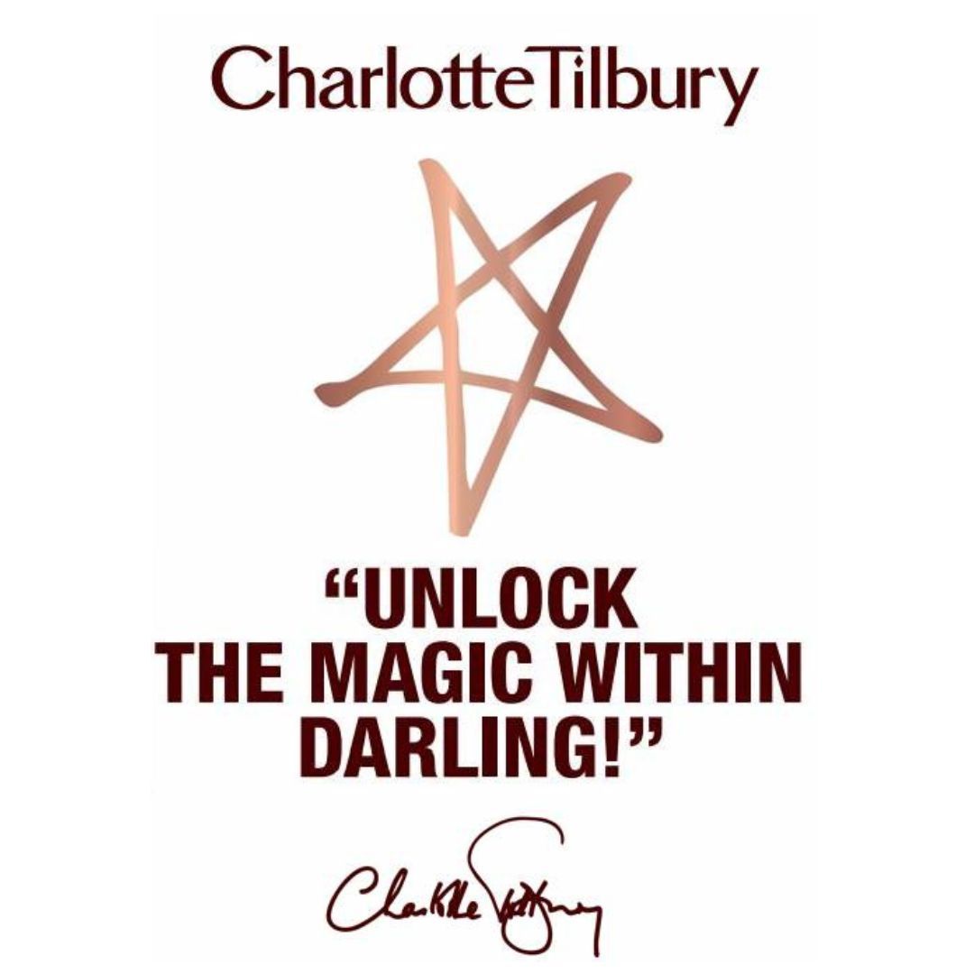 Beauty Backed Trust Industry Icons Charlotte Tilbury art saying 'Unlock the magic within darling!'