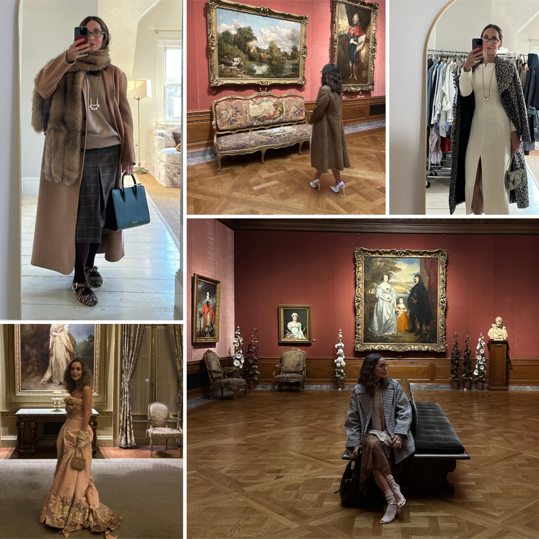 Larissa mills at a museum wearing winter outfits