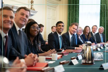 A photo of the new Cabinet holding a meeting, with Prime Minister Rishi Sunak in the middle