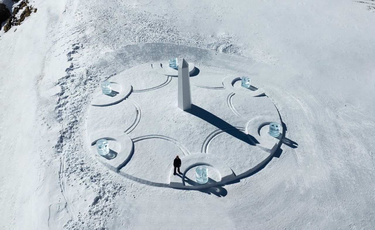 Snow sundial by Daniel Arsham Hublot in Zermatt