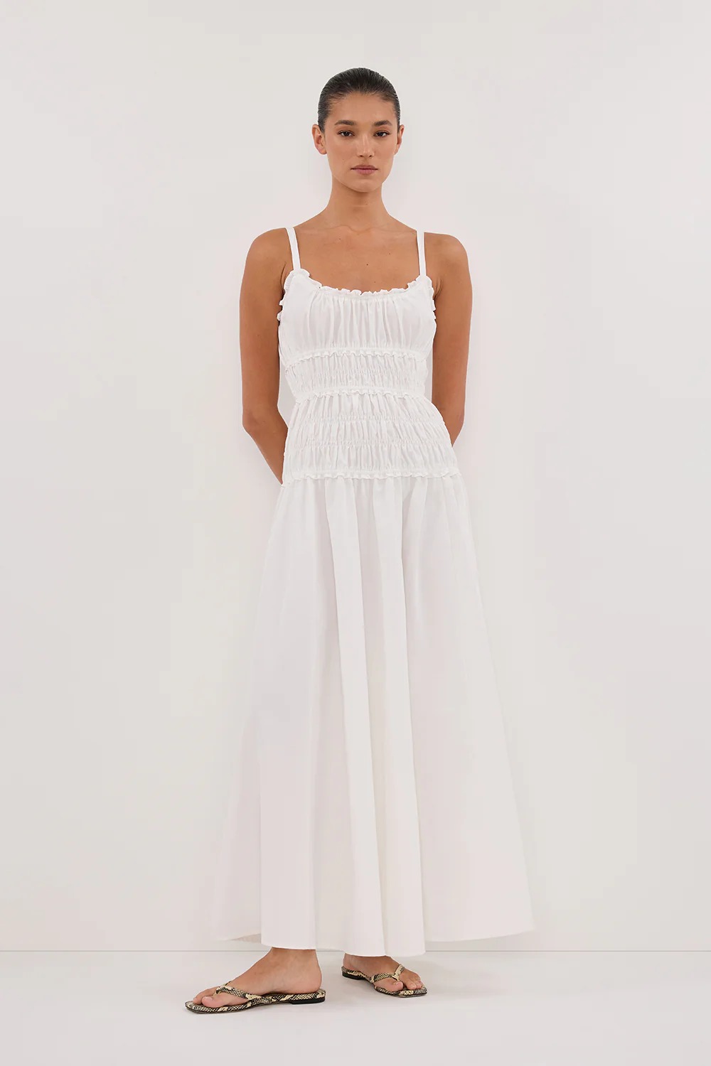 dissh, TOBY WHITE COTTON MIDI DRESS