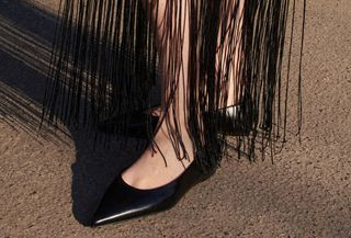 Black pointed-toe flats