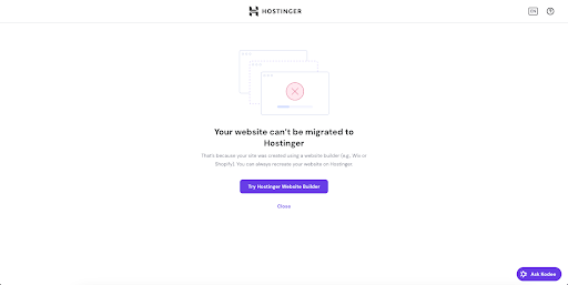 screenshot of Hostinger website builder being used to create a personal website
