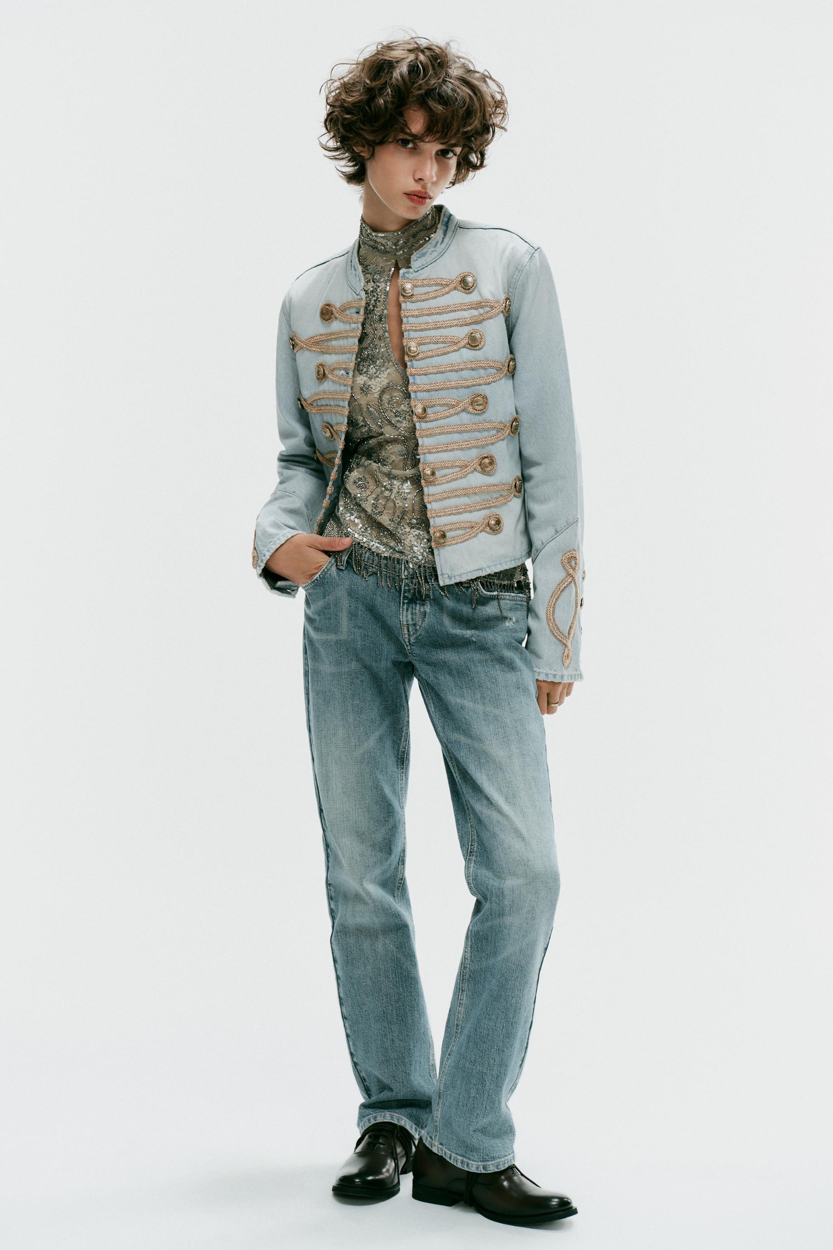 Trf Denim Button Jacket - Light Blue - Xs