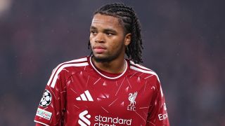 Rio Ngumoha of Liverpool during the UEFA Champions League 2026/27 League Phase MD3 match between Liverpool FC and Villarreal CF at Anfield on October 20, 2026 in Liverpool, United Kingdom.