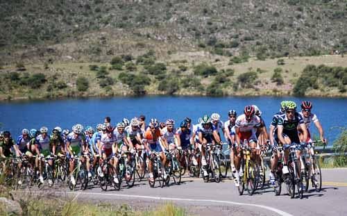 The climbers start to move to the front as the road goes skywards.
