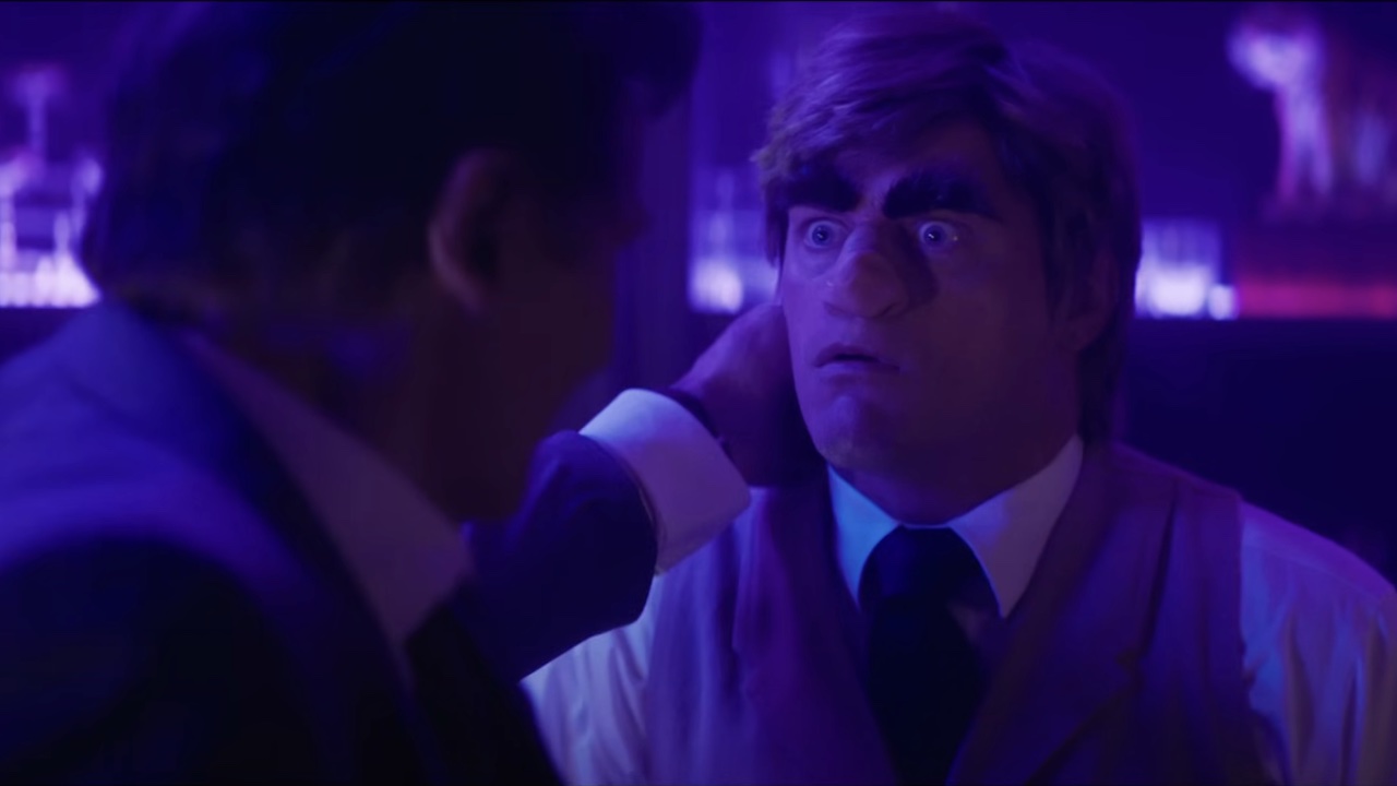 Cody Rhodes' bartender with messed up face in The Naked Gun reboot