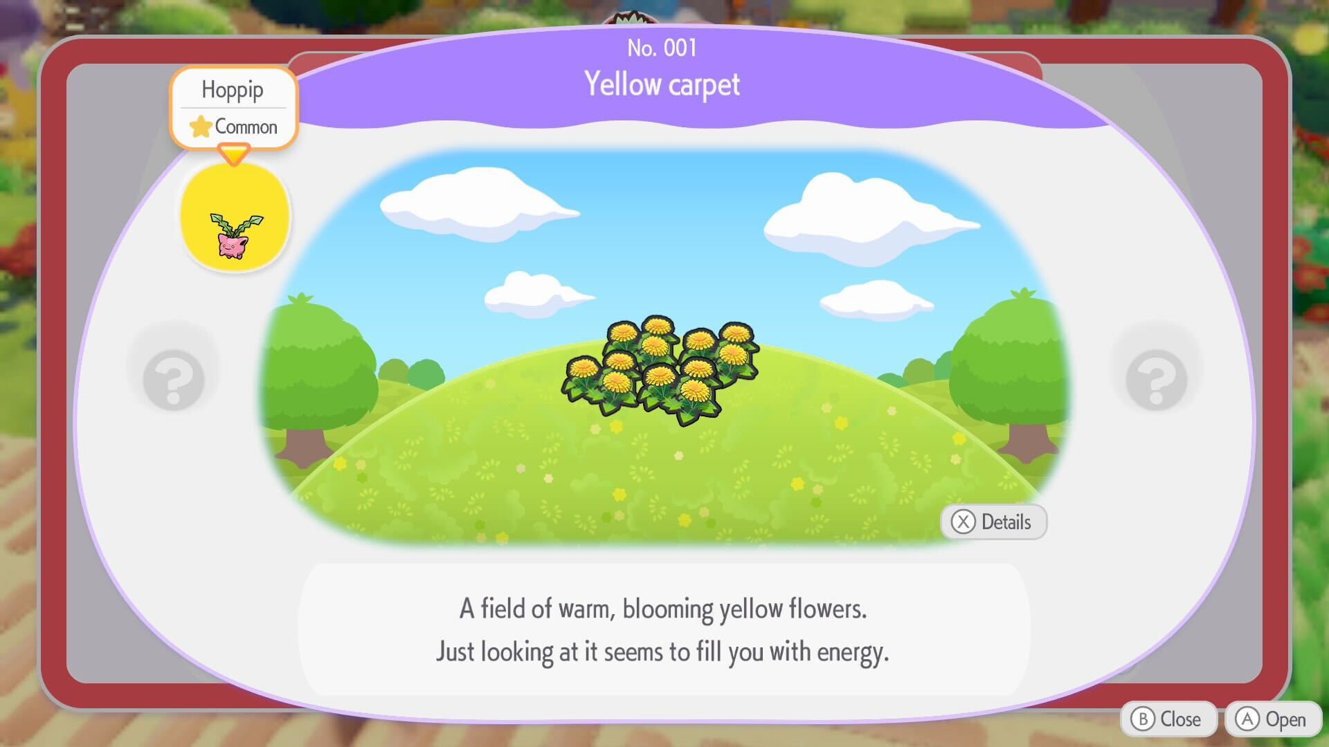 The yellow carpet habitat in Pokemon Pokopia
