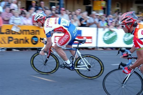 Cofidis rider Jans Koerts powers out of the corner