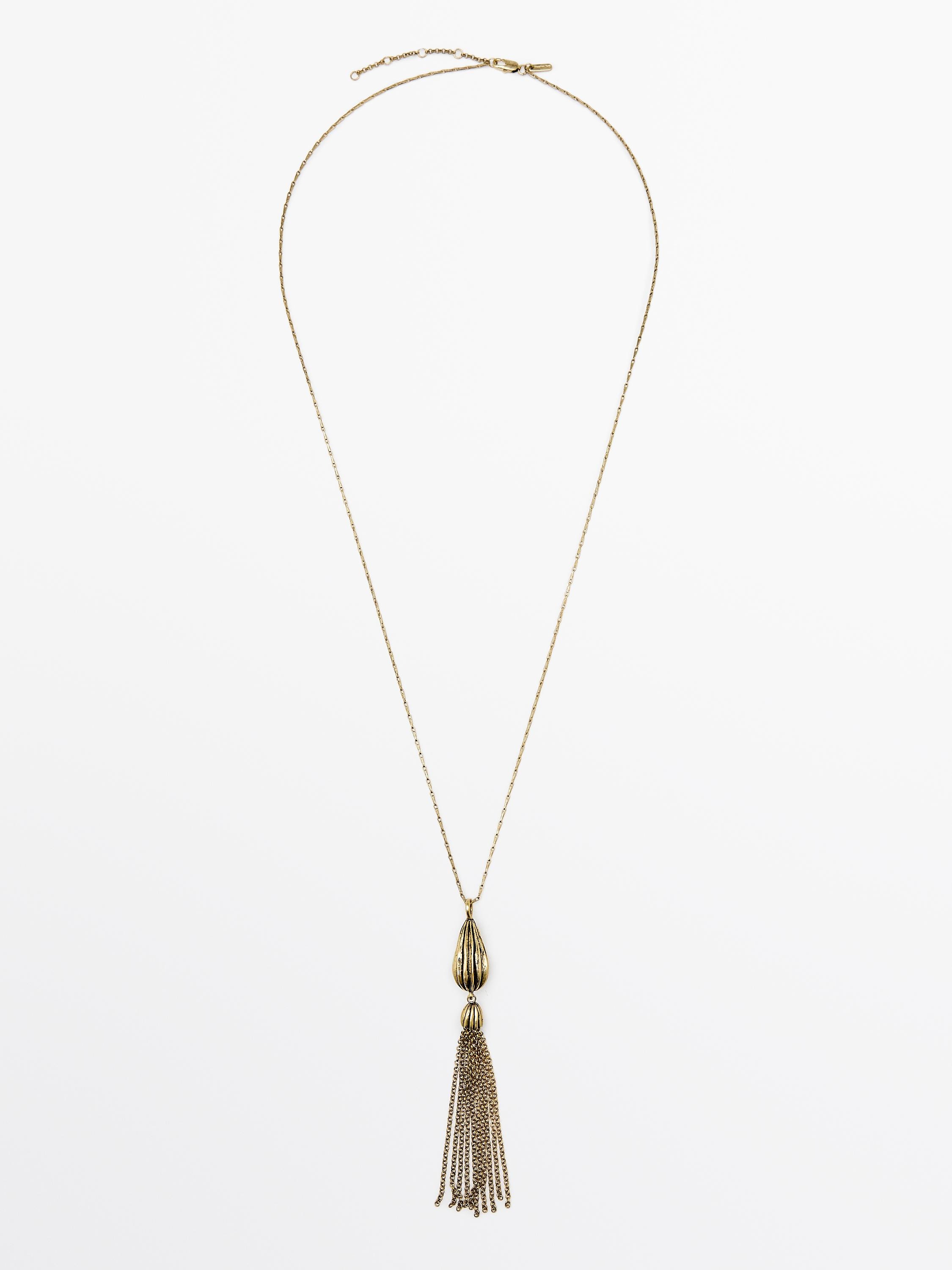 Massimo Dutti, Long Cocoa Tassel Pendant