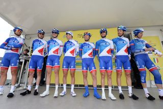 The FDJ team presented to the crowd