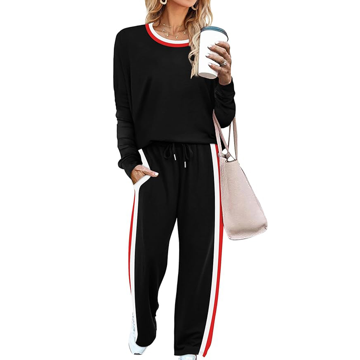 WIHOLL, Wiholl2 Piece Lounge Sets for Women Workout Matching Fall Clothes Outfits 2025 Fashion Winter Clothing Long Sleeve Teacher Tops Business Casual Airport Black M