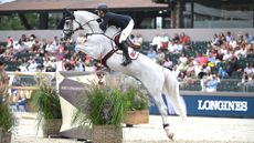 Therese S&oslash;hol Henriksen and horse Santos Z pictured at the European Showjumping Championships.